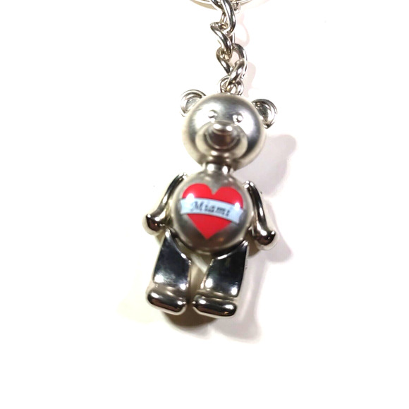 Miami Florida Near Silver Tone Keychain Movable Limbs - Picture 4 of 5